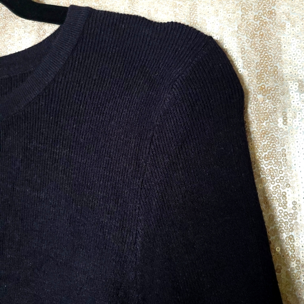 Chadwick's EUC PM Supremely Soft Mini Rib Sweater with Long Sleeves - Black - Picture 3 of 9
